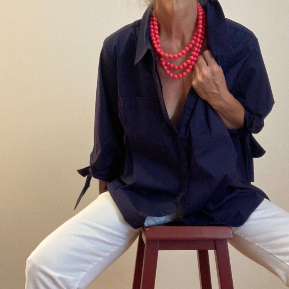 Martha Stewart Shirt 1X Navy Blue